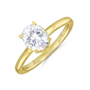 0-25ct Fleur Oval Cut Diamond Solitaire Engagement Ring | 18ct Yellow Gold