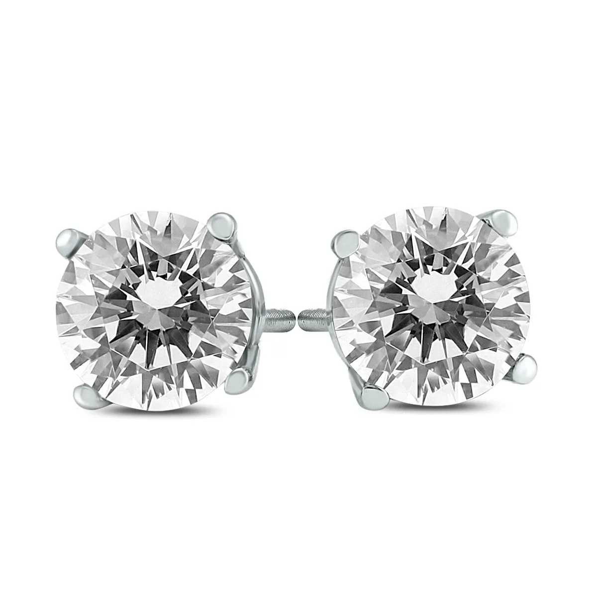 1 1/4 Carat Tw Ags Certified Round Diamond Solitaire Stud Earrings In 14K White Gold