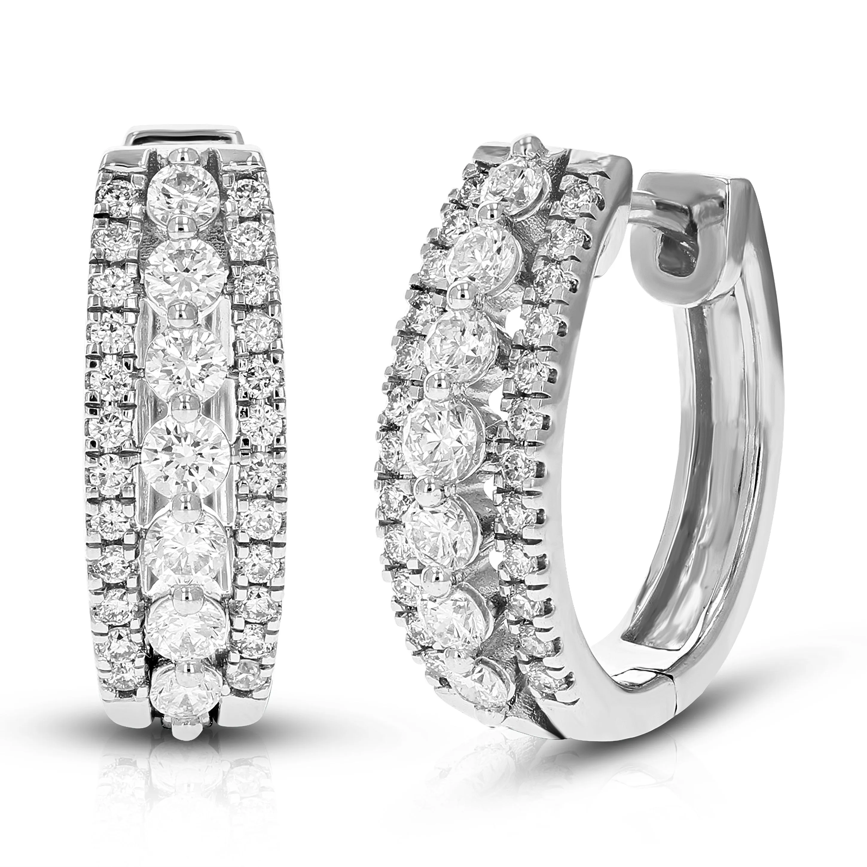 1 cttw Round Lab Grown Diamond .925 Sterling Silver Hoop EarringsProng Set 2/3 Inch