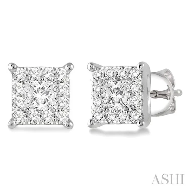 1 Ctw Lovebright Diamond Earrings in 14K White Gold