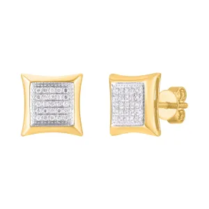 10 Karat Yellow Gold 0.25 Carat Diamond Square Earrings