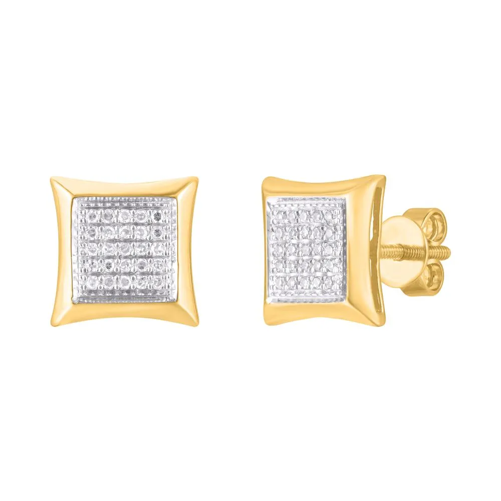 10 Karat Yellow Gold 0.25 Carat Diamond Square Earrings