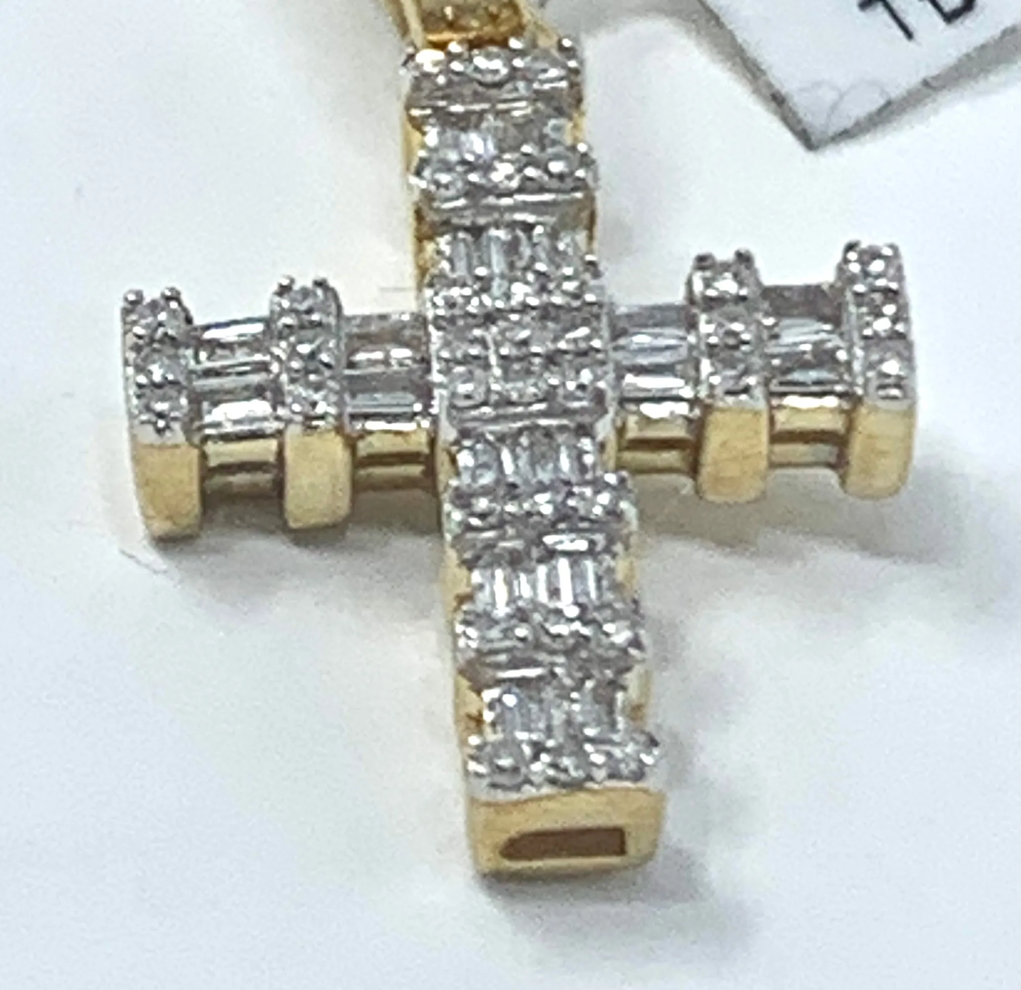 10K 0.25CT Yellow Gold Box Cross Pendant Charm