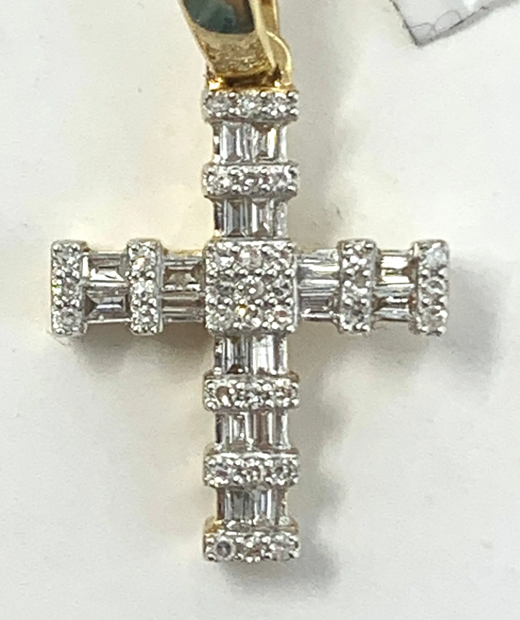 10K 0.25CT Yellow Gold Box Cross Pendant Charm