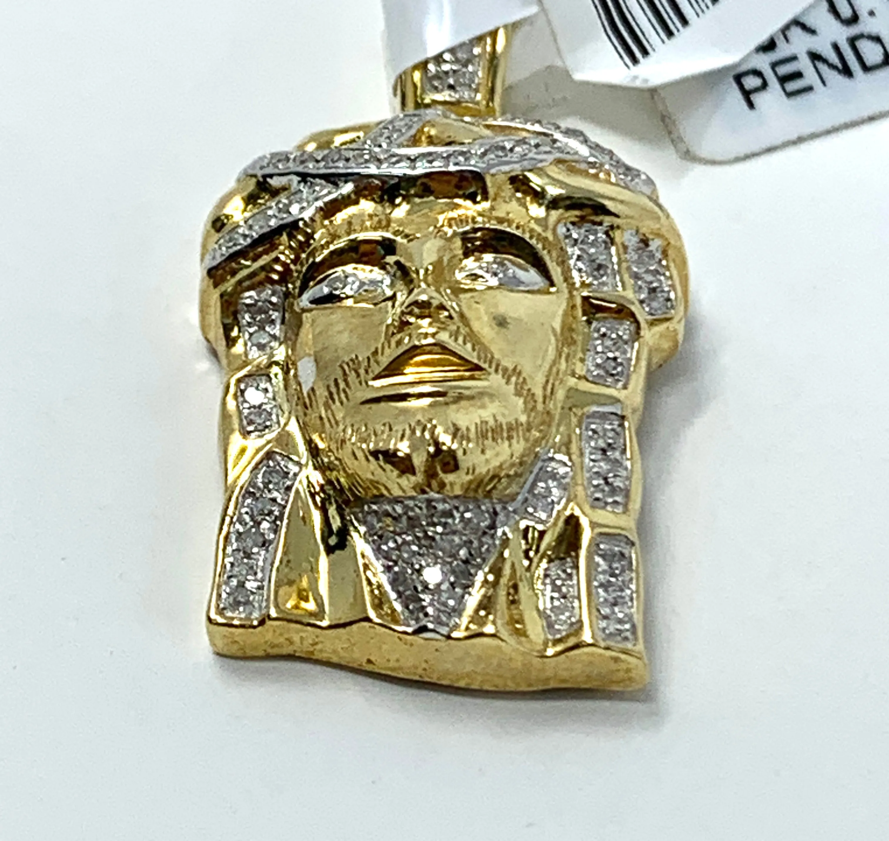 10K 0.28CT Yellow Gold Jesus Pendant Charm