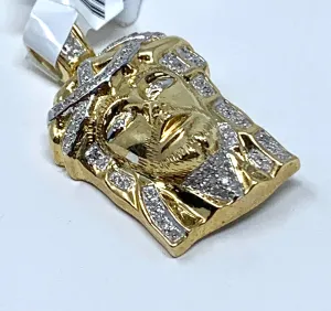 10K 0.28CT Yellow Gold Jesus Pendant Charm