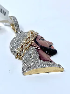 10K 1.90CT Enamel Jesus Pendant Charm