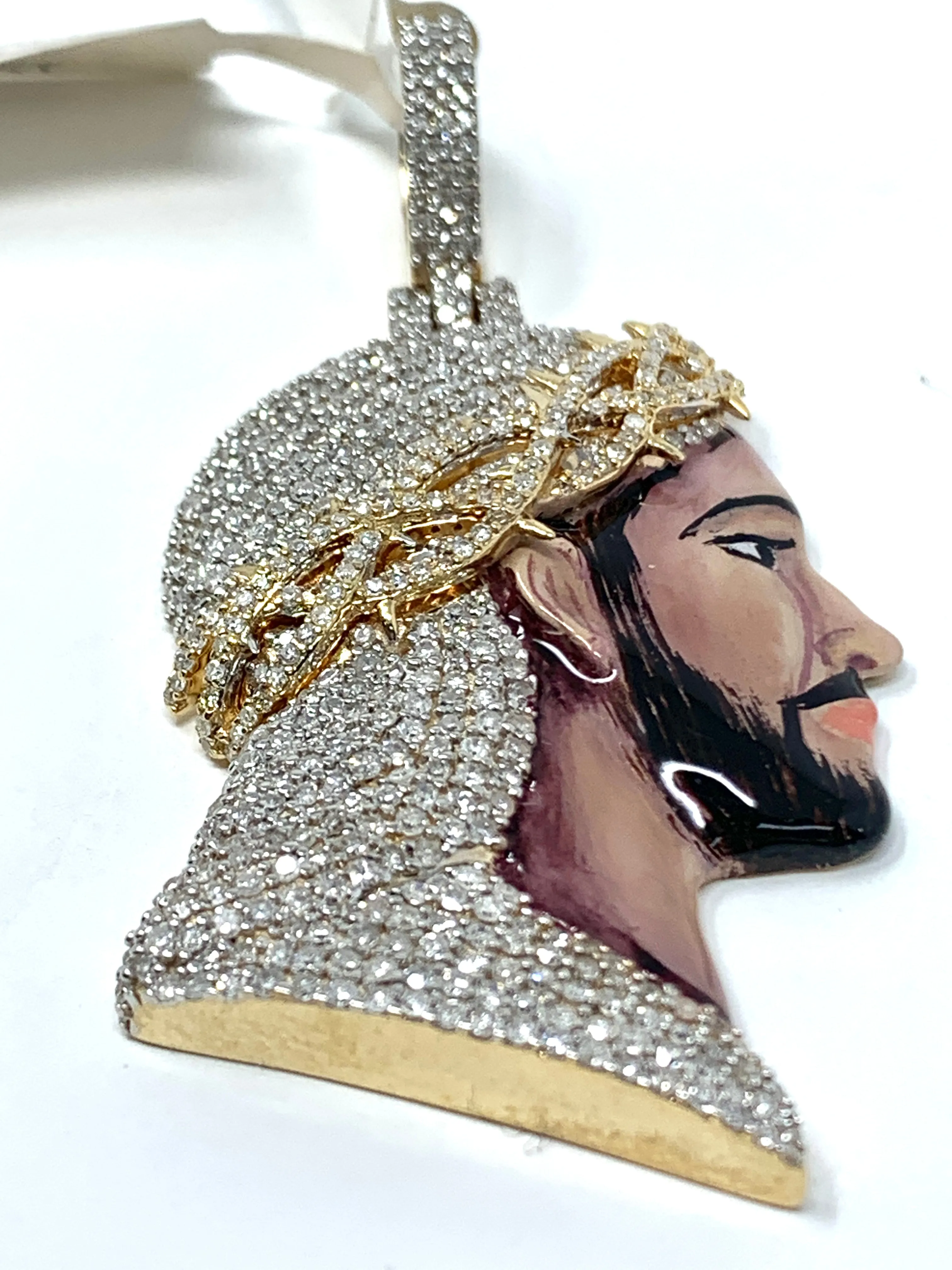 10K 1.90CT Enamel Jesus Pendant Charm