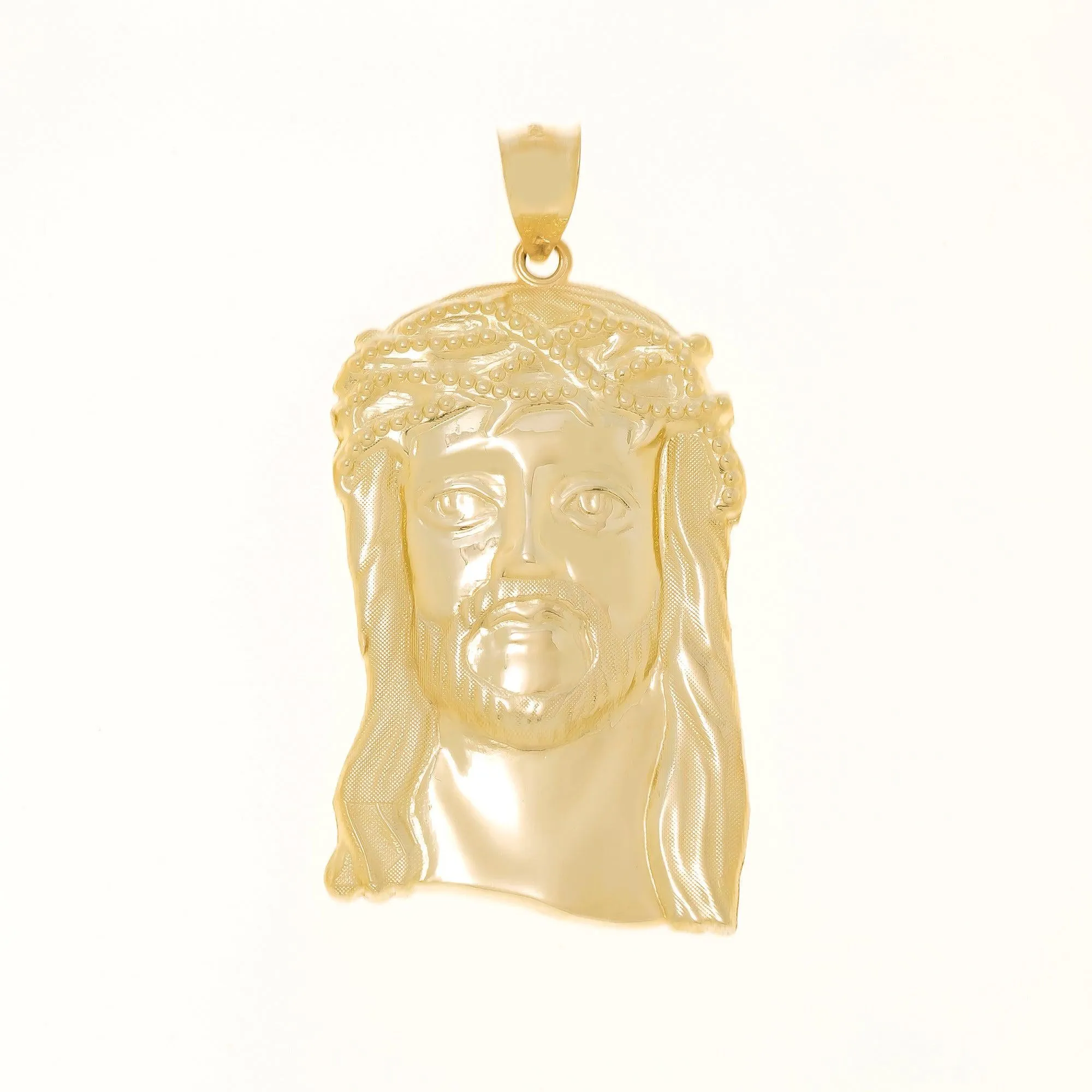 10K GOLD JESUS HEAD WITH CROWN OF THORNS PENDANT 7.8G