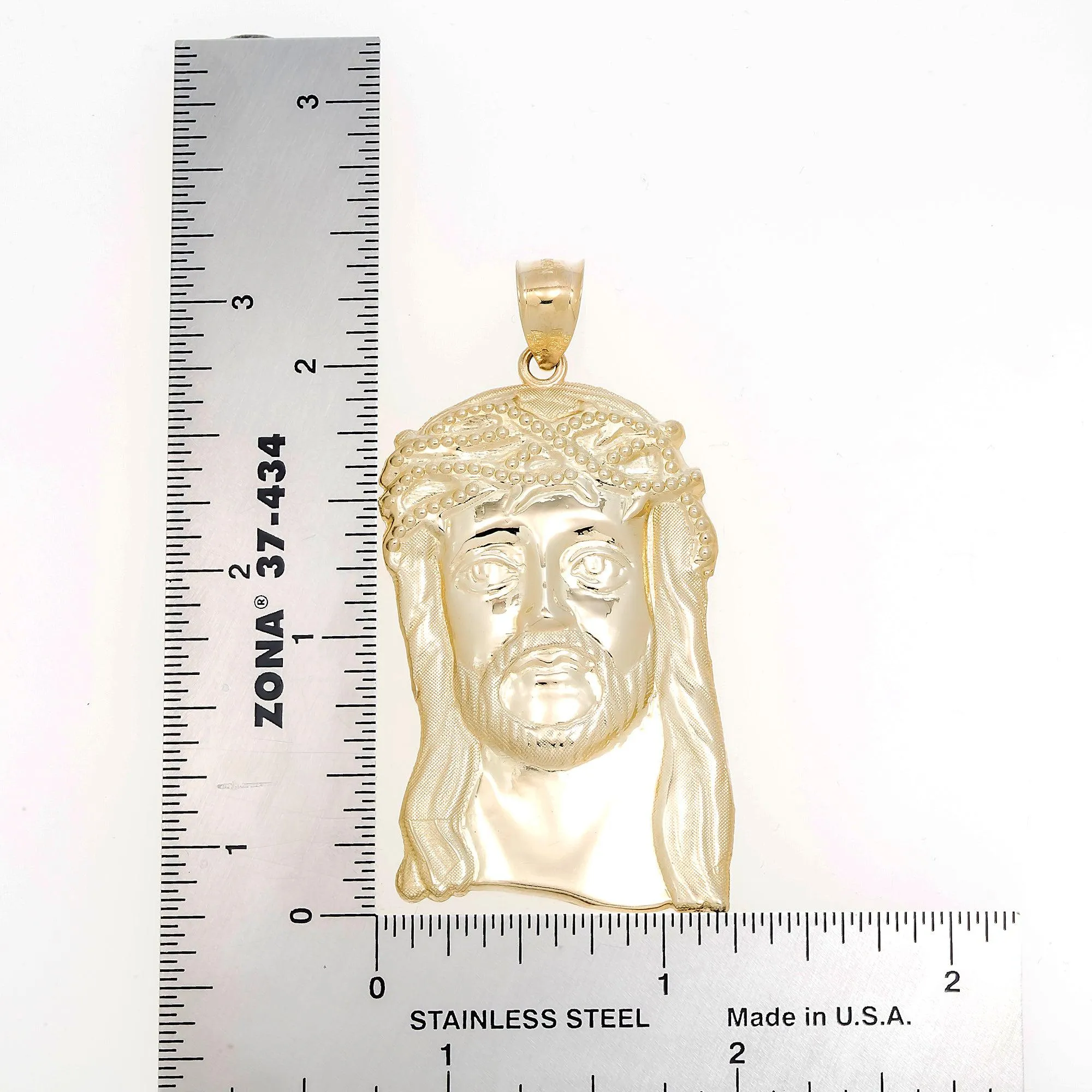 10K GOLD JESUS HEAD WITH CROWN OF THORNS PENDANT 7.8G