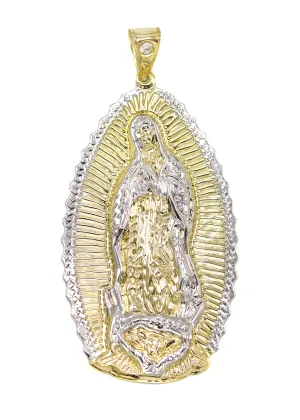 10K Gold Virgin Mary Pendant | Customizable Size