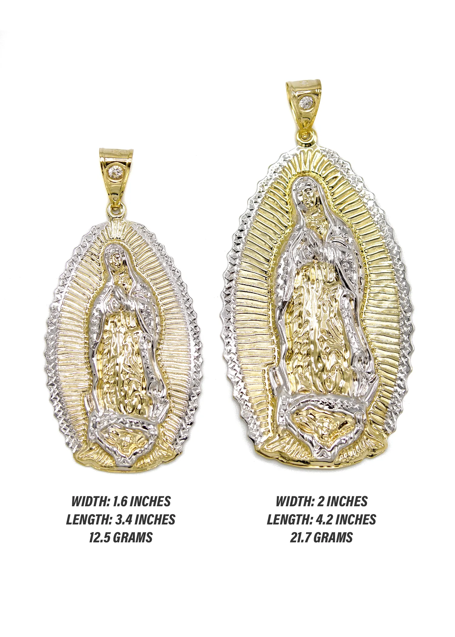 10K Gold Virgin Mary Pendant | Customizable Size