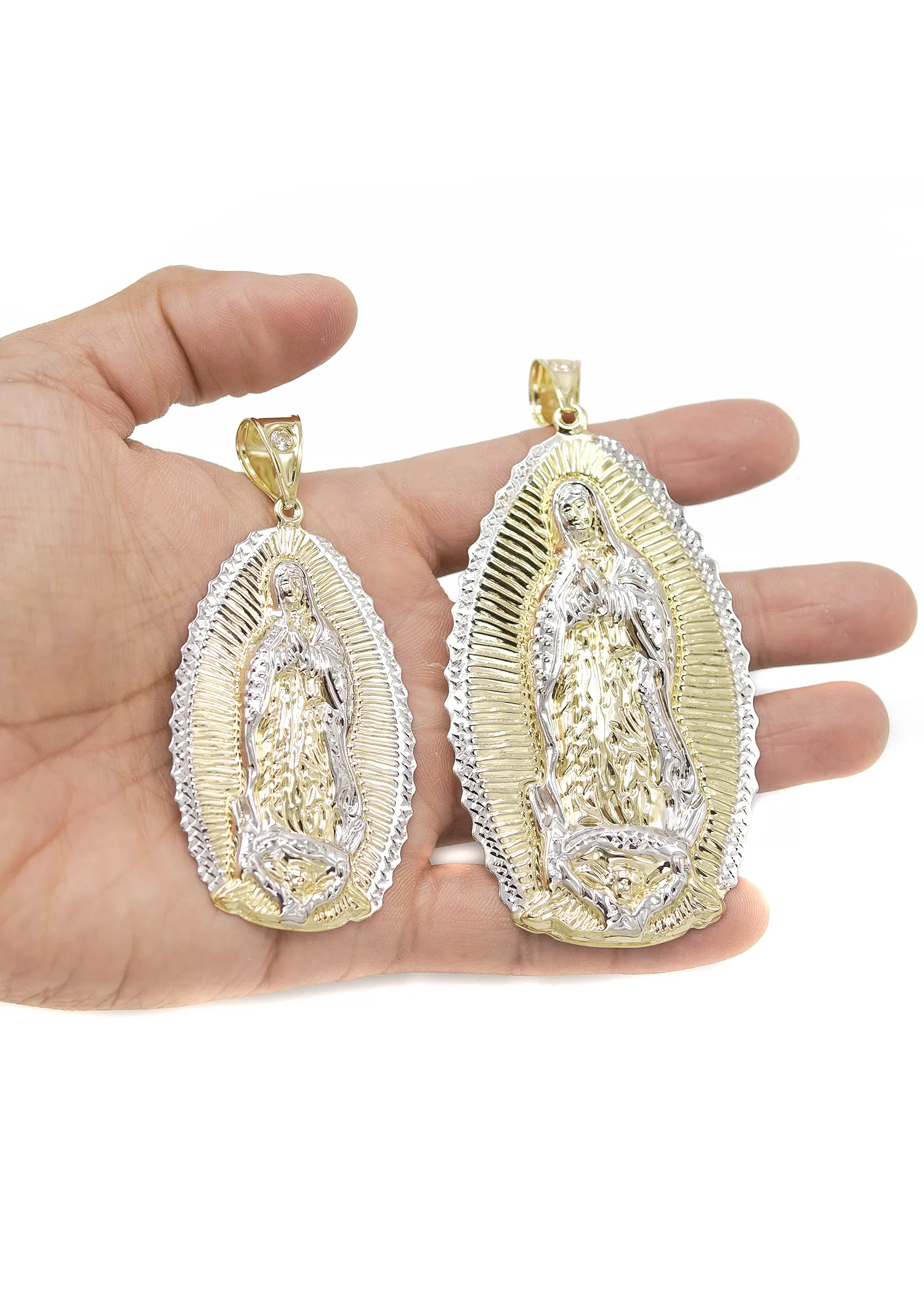 10K Gold Virgin Mary Pendant | Customizable Size