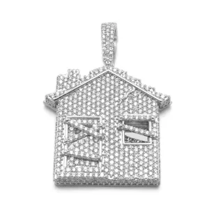 10k White Gold Trap House Diamond Pendant 3.40CTW