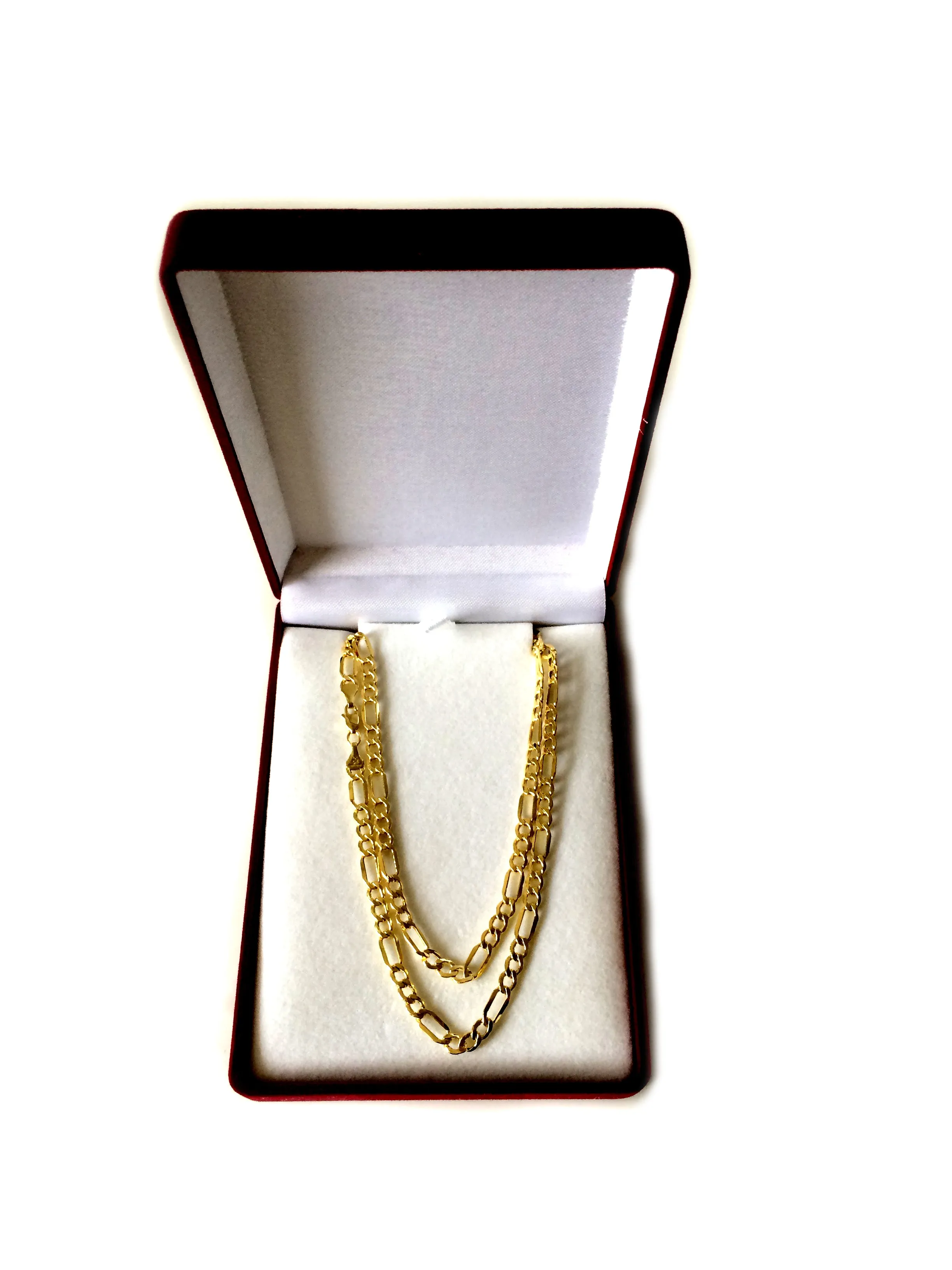 10k Yellow Gold Hollow Figaro Chain Necklace, 4.6mm