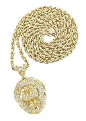 10K Yellow Gold Lion Head Necklace | Appx 16.4 Grams