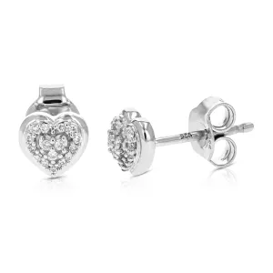 1/10 cttw Round Lab Grown Diamond Stud Earrings in .925 Sterling Silver with Push Back Prong Set