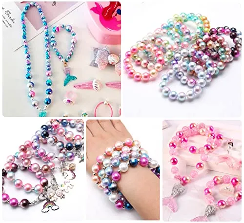 1280 Pcs Gradient Mermaid Pearl Beads for Jewelry Making, 5mm 6mm 8mm 10mm 12mm Round Spacer Rainbow Beads Faux ABS Bracelet Beads for DIY Earring Necklaces Bracelet Making (Gradient-01)