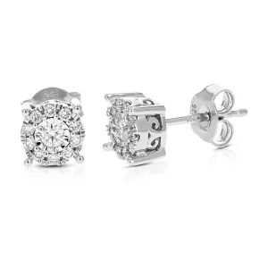 1/3 cttw Round Cut Lab Grown Diamond Stud Earrings in .925 Sterling Silver Prong Set