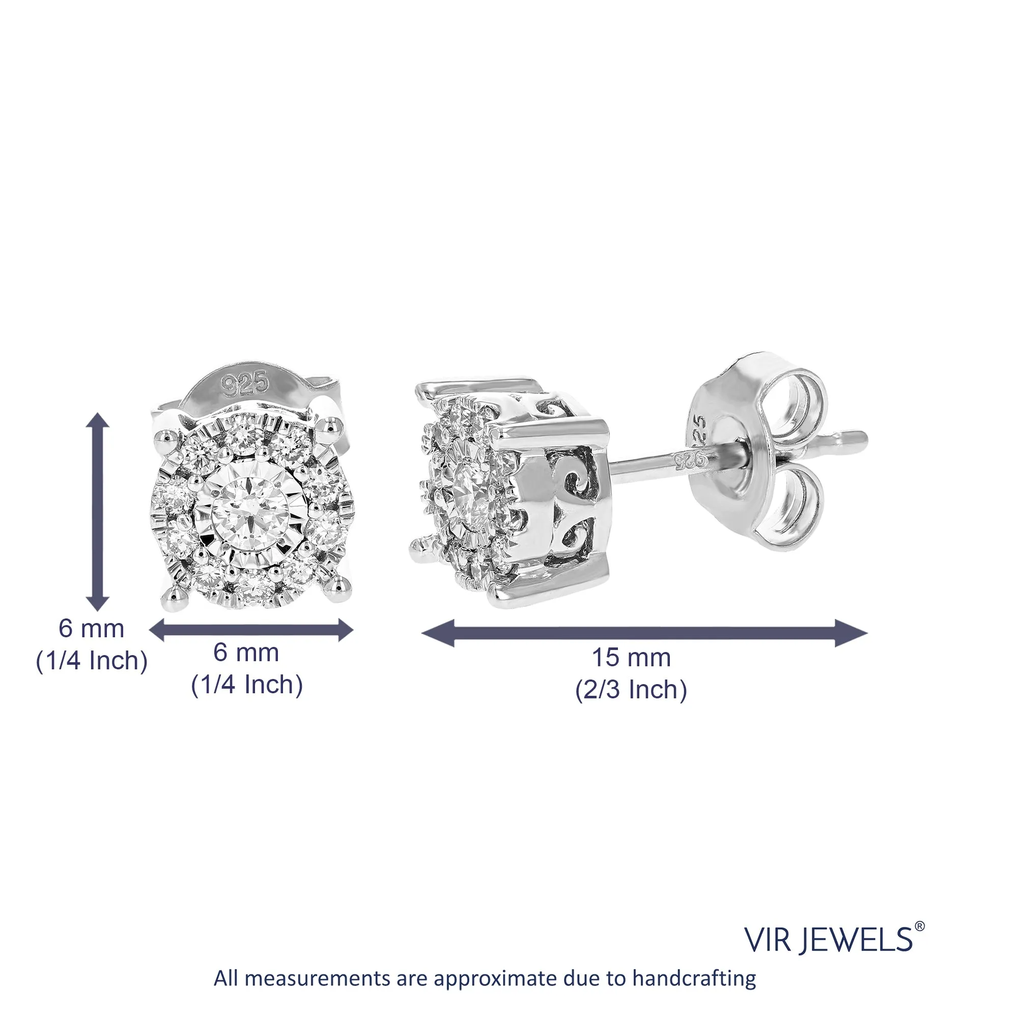 1/3 cttw Round Cut Lab Grown Diamond Stud Earrings in .925 Sterling Silver Prong Set