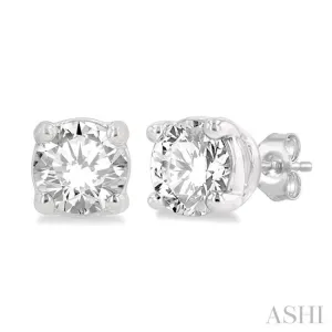 1/4 Ctw Round Cut Diamond Stud Earring in 14K White Gold