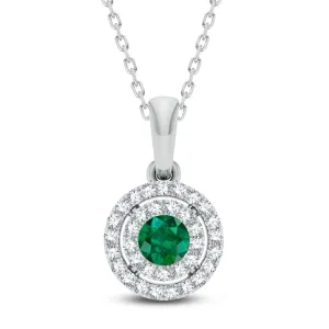 14K 0.14ct Diamond Emerald Pendant