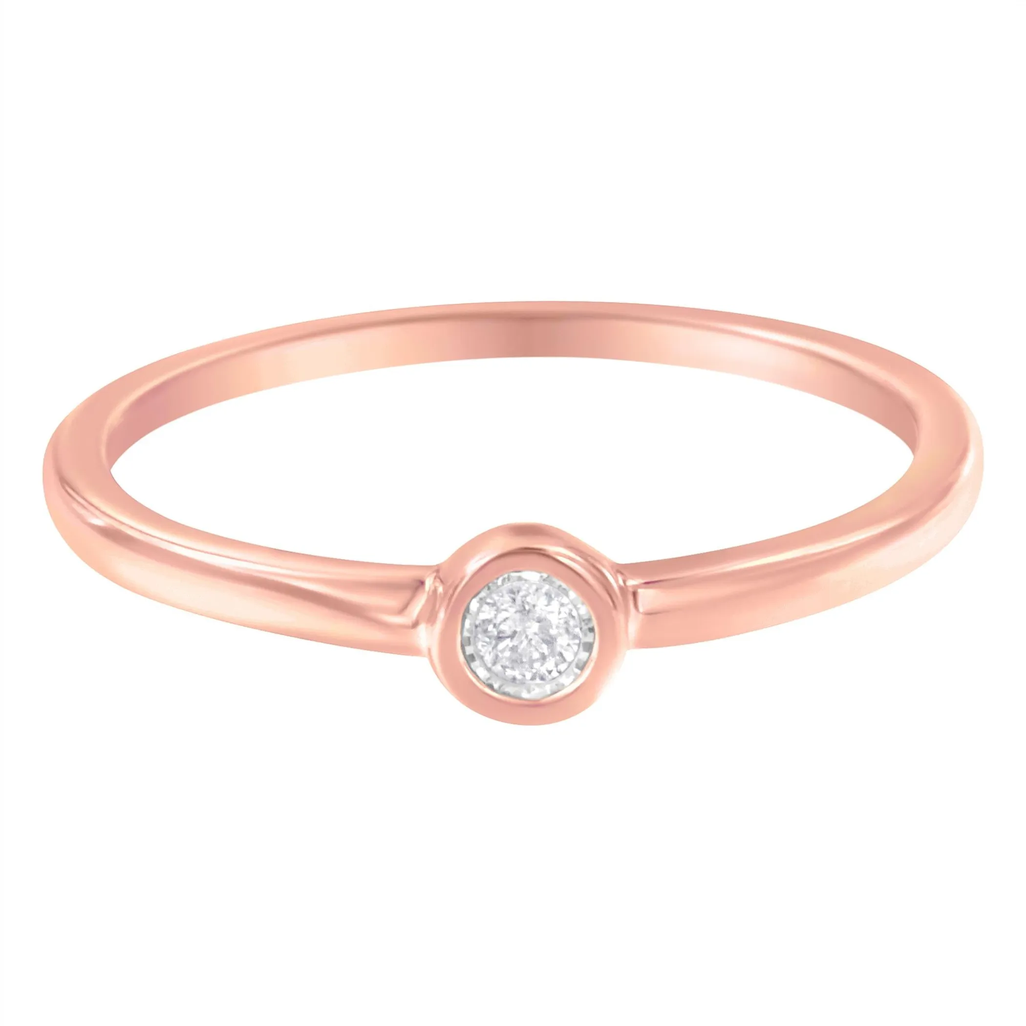 14K Rose Gold Plated .925 Sterling Silver Miracle Set Diamond Ring (1/20 Cttw, J-K Color, I1-I2 Clarity)