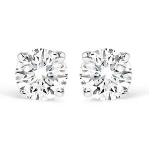 14K White Gold 1/2 Cttw Round Brilliant-Cut Near Colorless Near Colorless Diamond Classic 4-Prong Stud Earrings