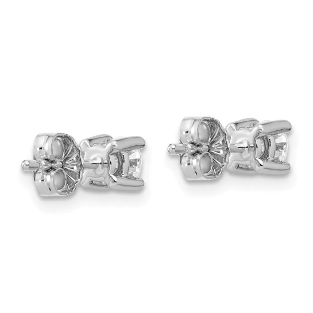 14k White Gold Lab Diamond Round Solitaire Stud Earrings