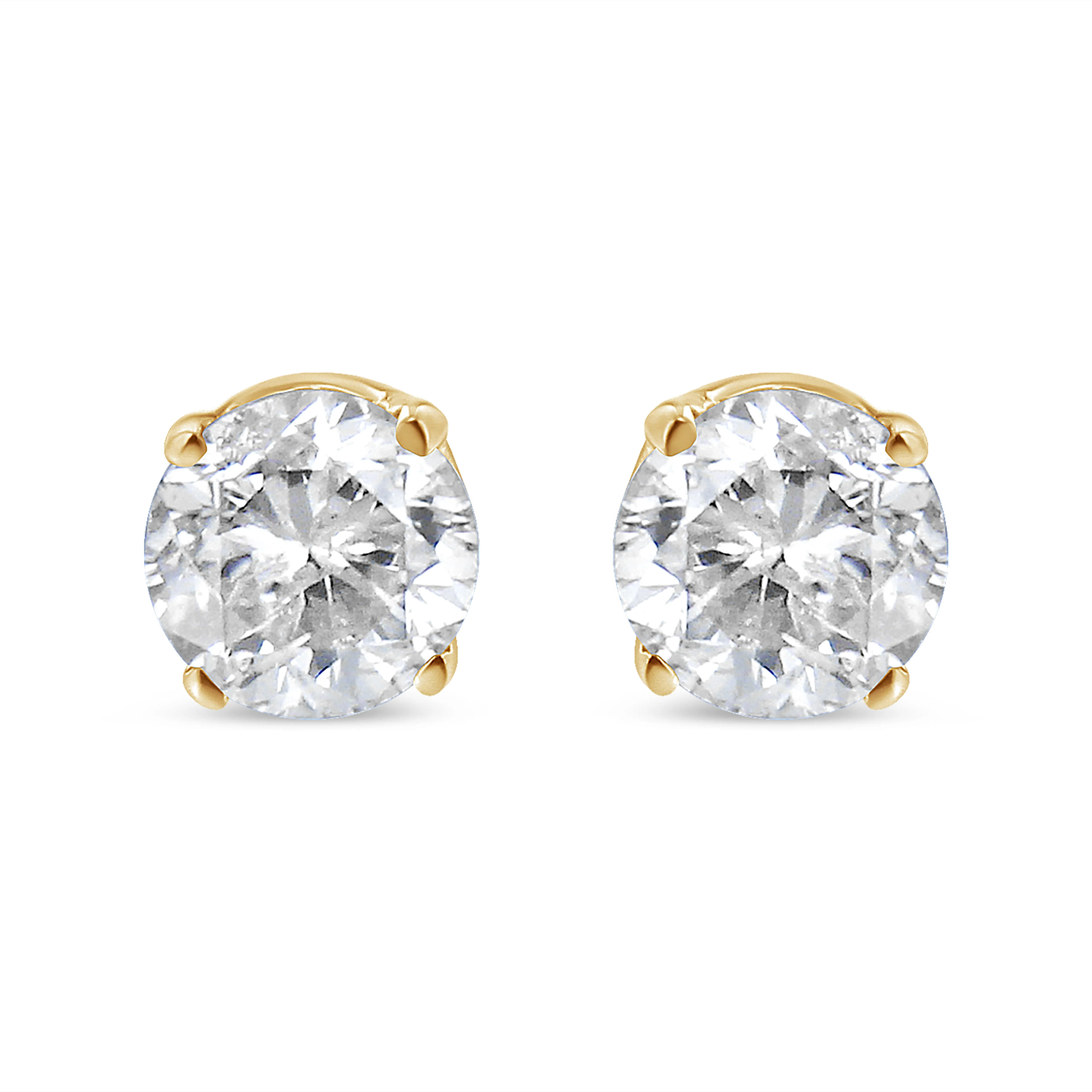 14K Yellow Gold 1/5 Cttw Round Brilliant-Cut Diamond Classic 4-Prong Stud Earrings