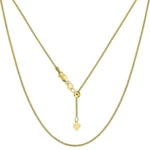 14k Yellow Gold Adjustable Wheat Chain Necklace, 1.0mm, 22"