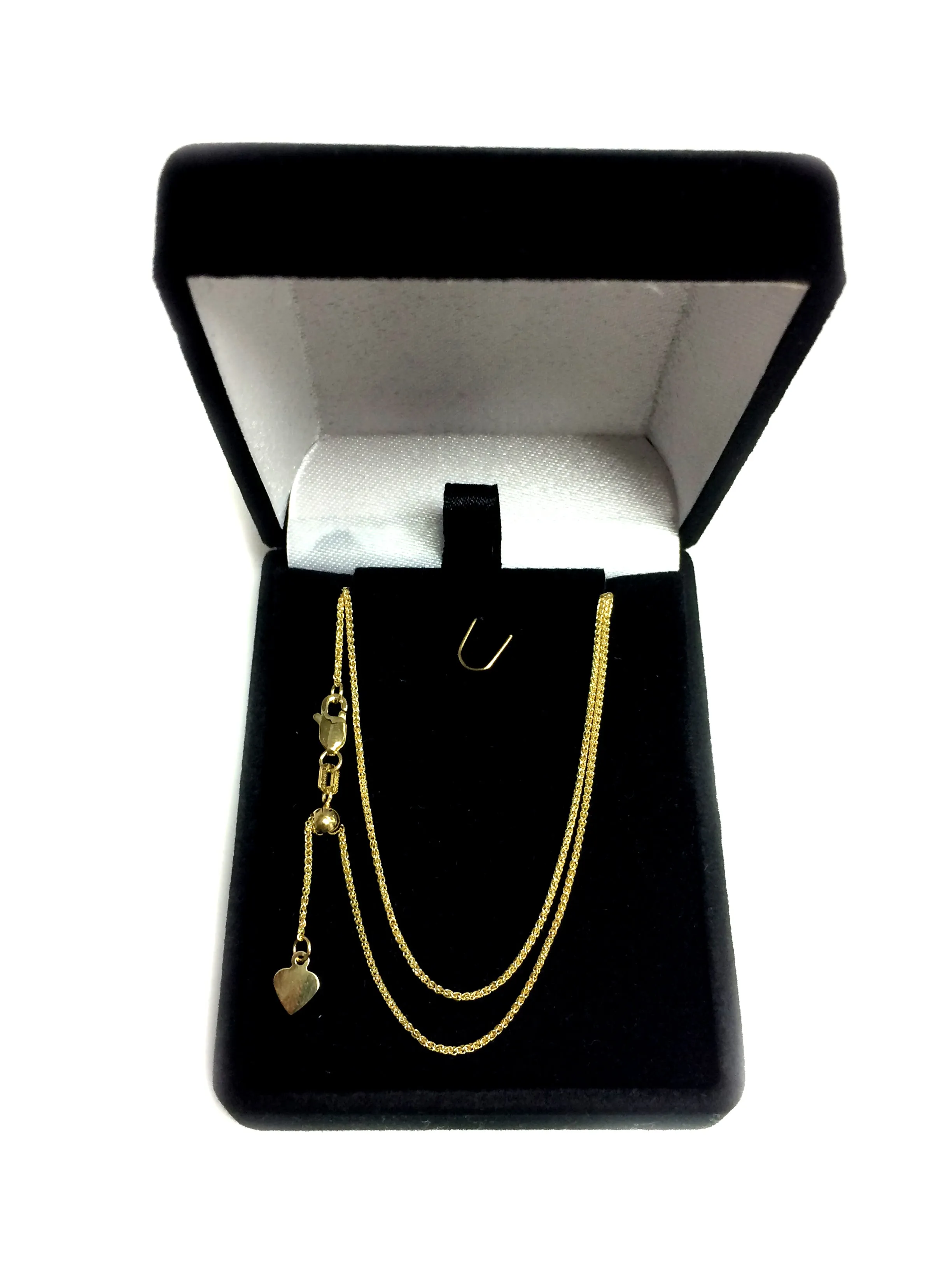 14k Yellow Gold Adjustable Wheat Chain Necklace, 1.0mm, 22"