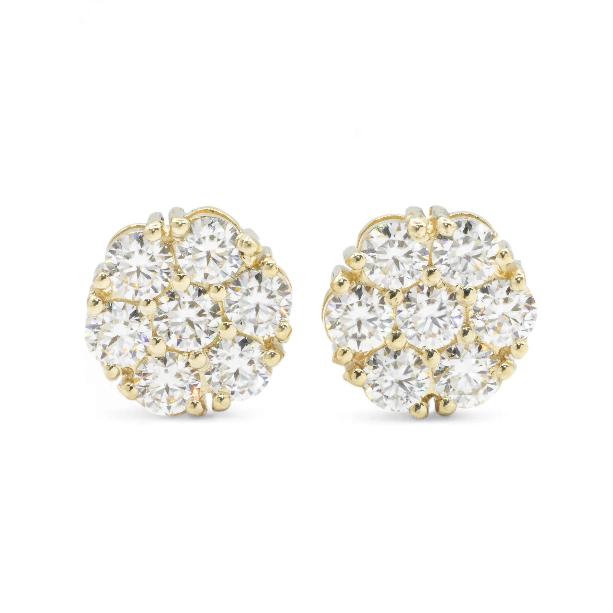 14k Yellow Gold Lab Diamond Cluster Earrings 3.30 ctw