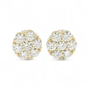 14k Yellow Gold Lab Diamond Cluster Earrings 3.30 ctw