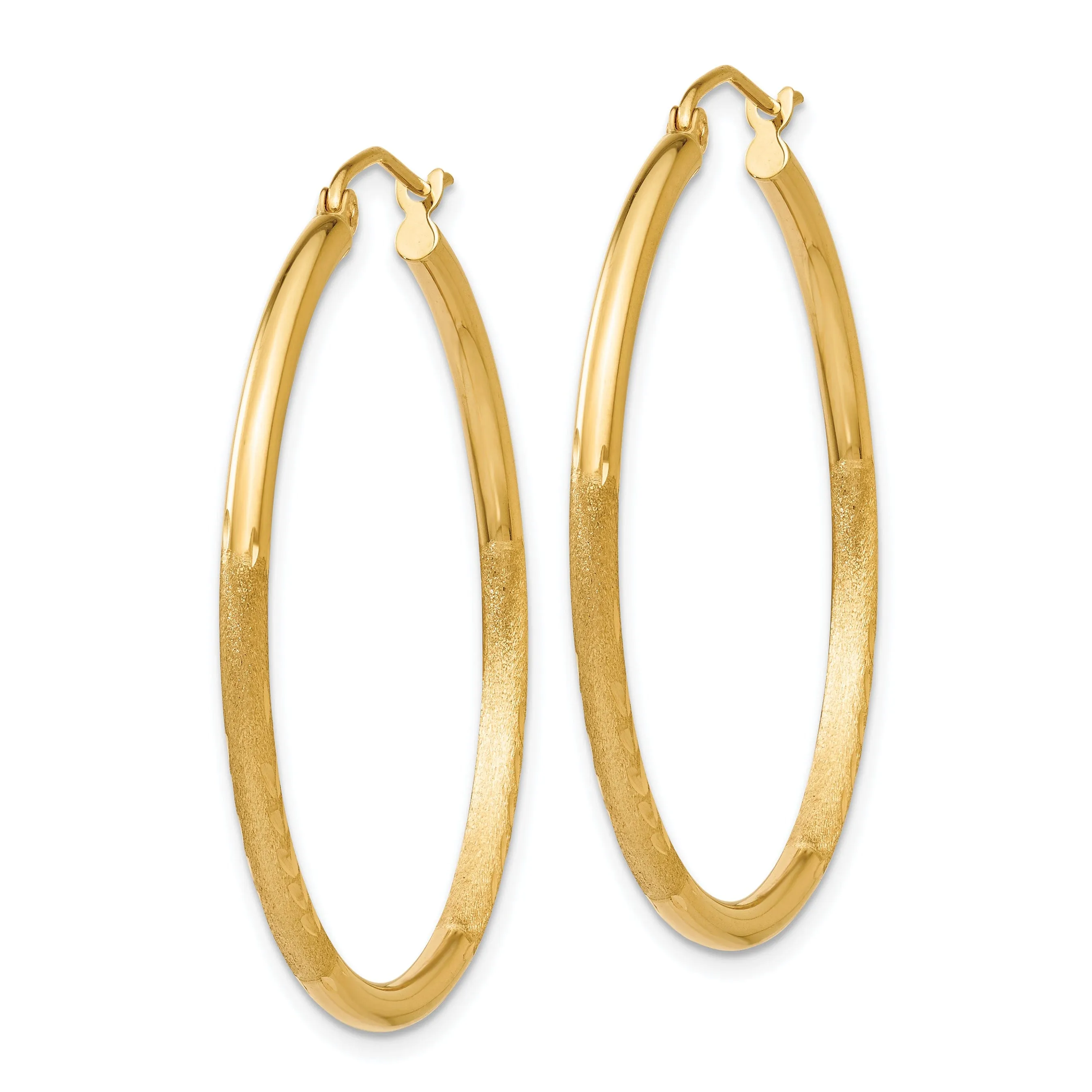 14k Yellow Gold Satin D.C 2MM Round Tube Earrings