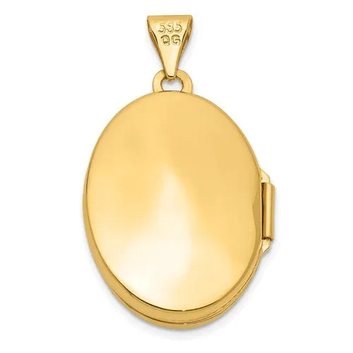 14K Yellow Gold Scrolled Floral Oval Locket Pendant, 23mm x 21mm