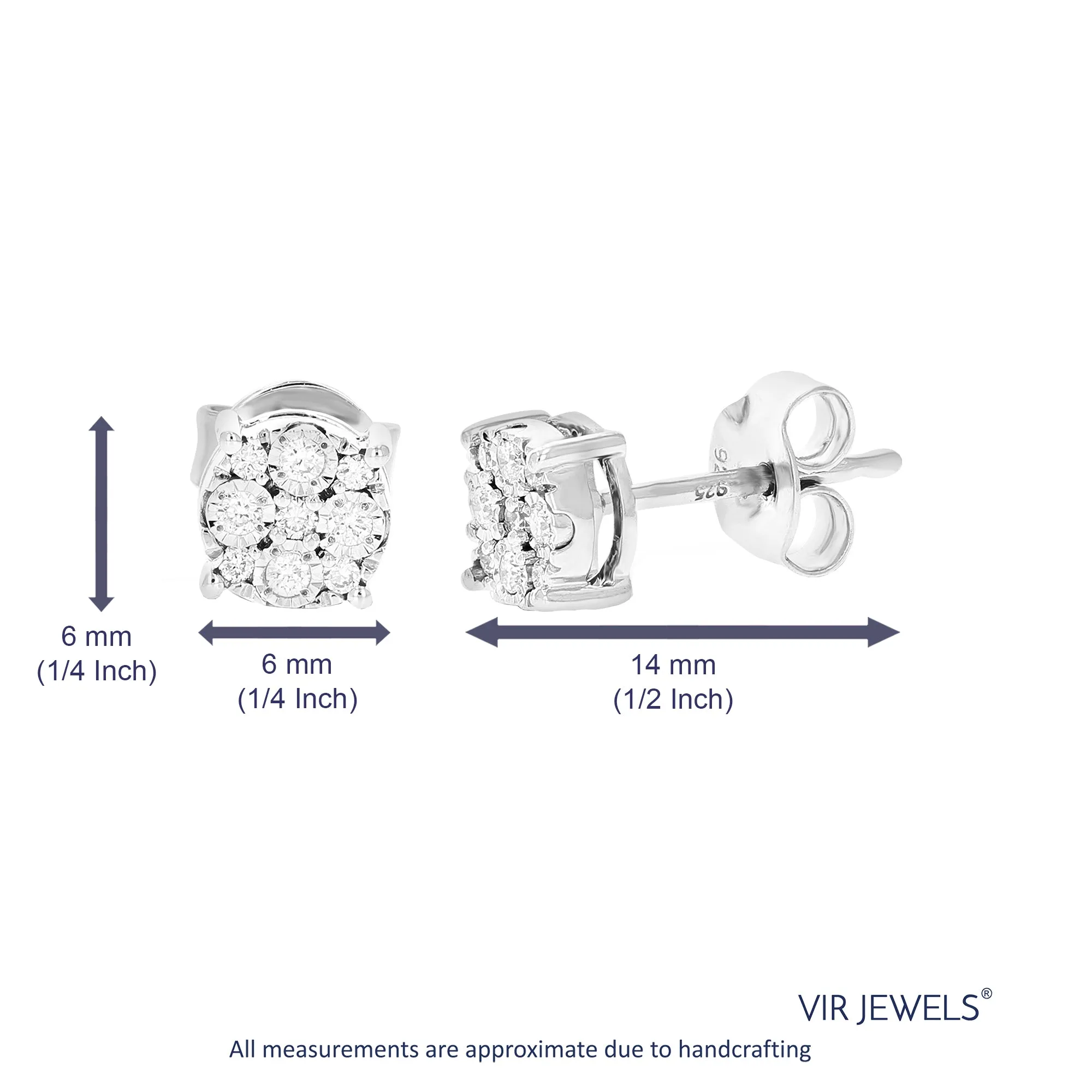 1/6 cttw Composite Diamond Stud Earrings in Silver