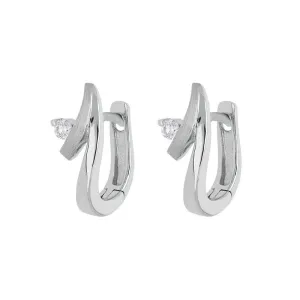 18ct White Gold 0.09ct Diamond Shaped Hoop Earrings