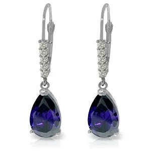 3.15 Carat 14K Solid White Gold Good Times Sapphire Diamond Earrings