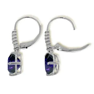 3.15 Carat 14K Solid White Gold Good Times Sapphire Diamond Earrings