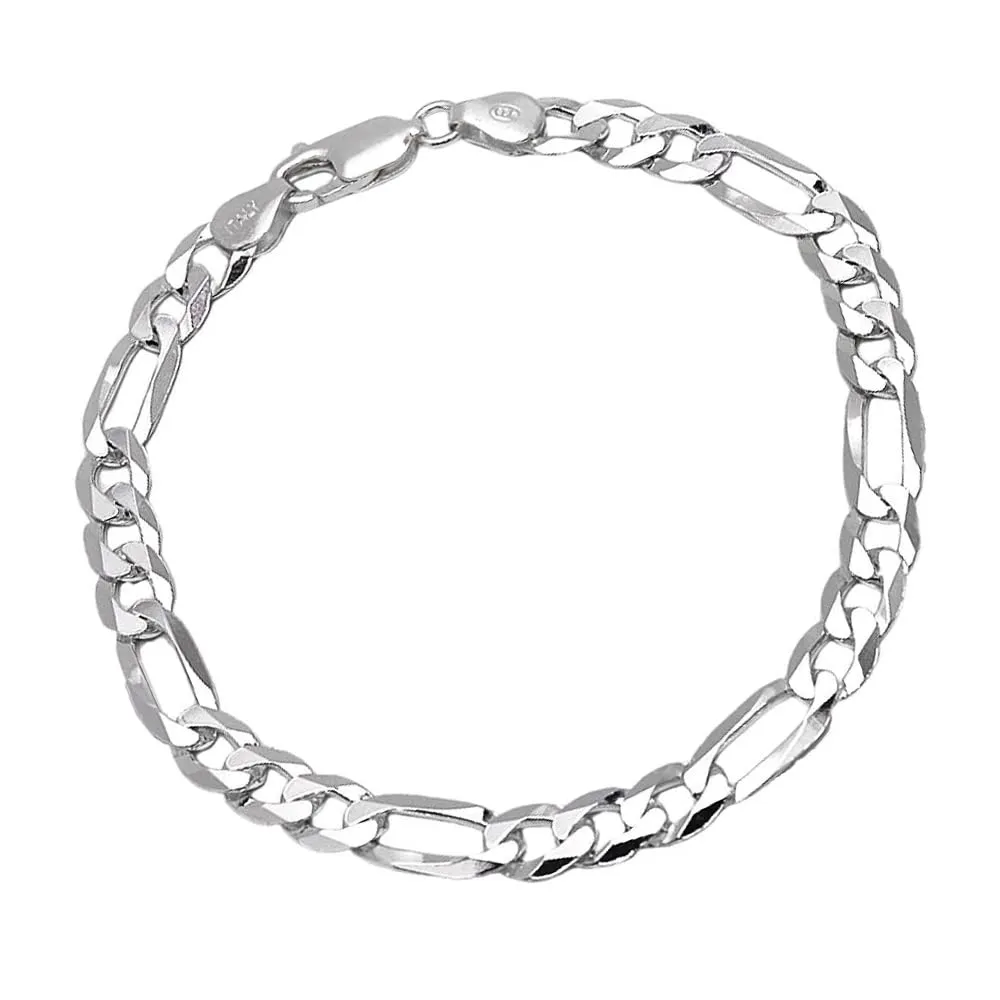 6.2mm Figaro Chain Bracelet For Men and Women | Made in Italy With 925 Silver