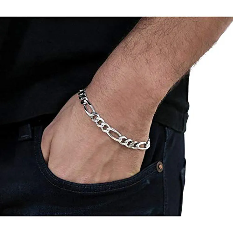 6.2mm Figaro Chain Bracelet For Men and Women | Made in Italy With 925 Silver