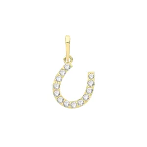 9CT GOLD CZ HORSESHOE PENDANT