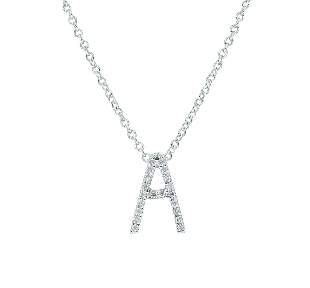 9ct White Gold Diamond Letter Pendant