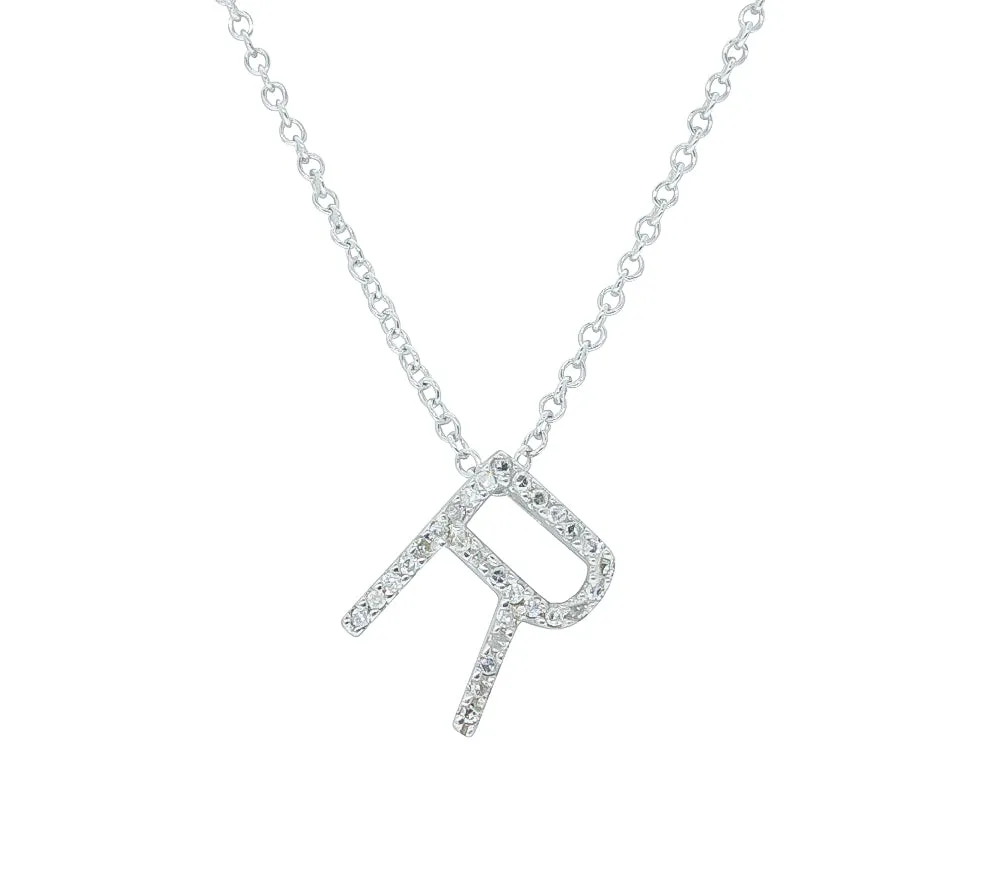 9ct White Gold Diamond Letter Pendant