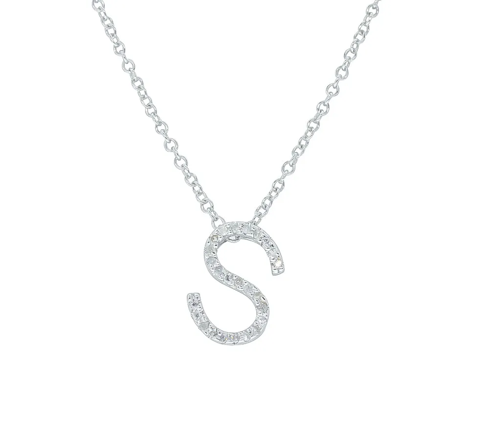 9ct White Gold Diamond Letter Pendant