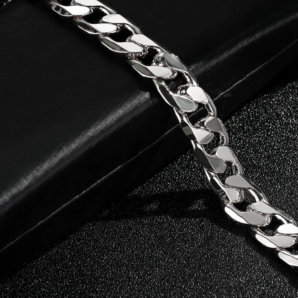 9mm Silver Cuban Curb Bracelet 8 Inches