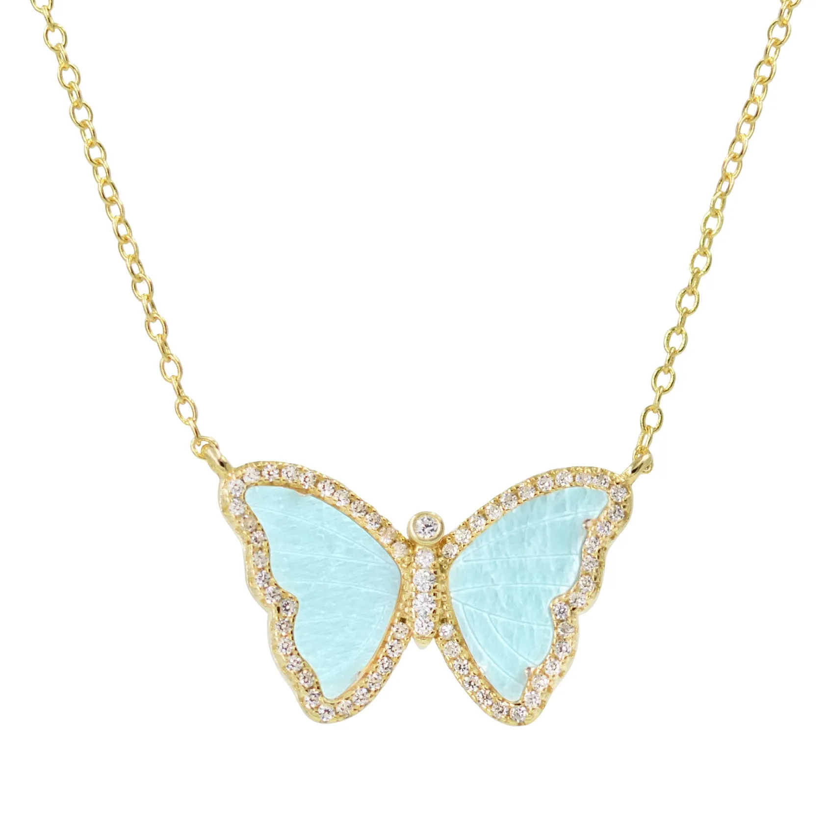 Amazonite Butterfly Necklace With Crystals