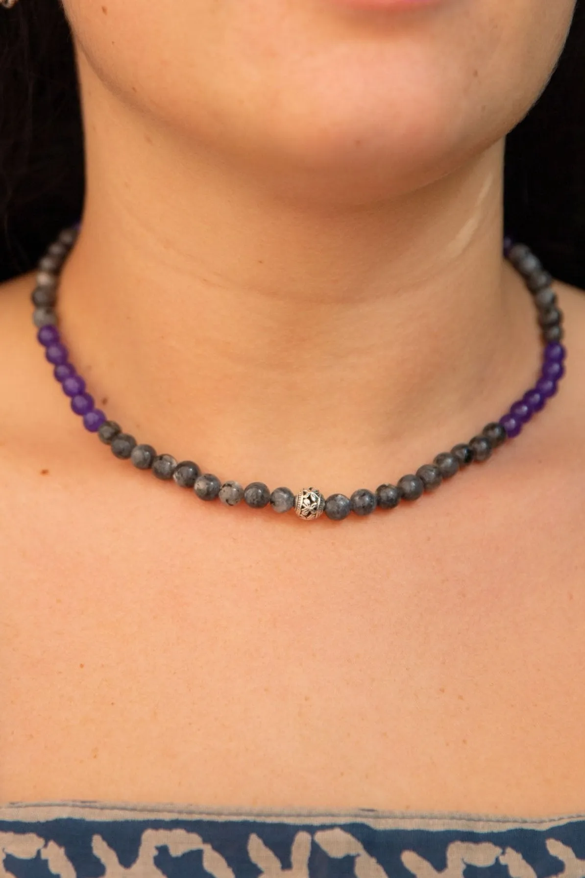 Amethyst and Moonstone Beaded Necklace