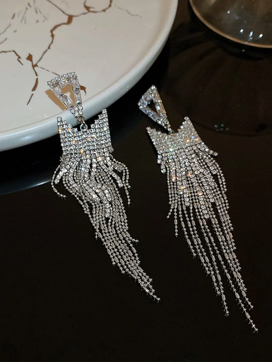 Angular Inlay Diamond Tassel Earrings MSE101008